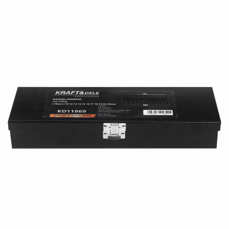 Set trusa chei tubulare impact lungi 78mm ½ 11 piese 10-24mm intarite, pistol impact [10]