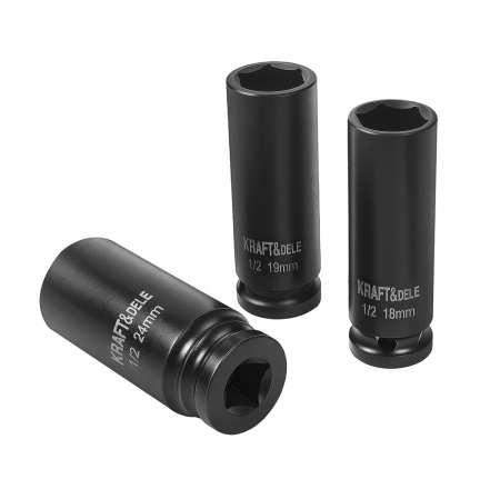 Set trusa chei tubulare impact lungi 78mm ½ 11 piese 10-24mm intarite, pistol impact [8]