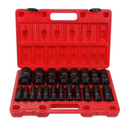 Set trusa chei tubulare impact lungi 78mm ½ 20 piese 10-38mm intarite, pistol impact (KD11867) [3]