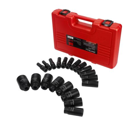 Produse noi (necategorizate) - Set trusa chei tubulare impact lungi 78mm ½ 20 piese 10-38mm intarite, pistol impact (KD11867)