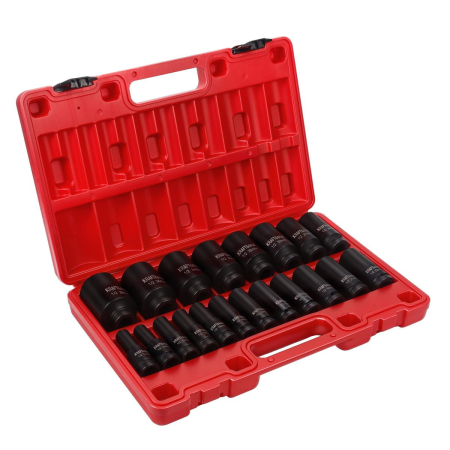 Set trusa chei tubulare impact lungi 78mm ½ 20 piese 10-38mm intarite, pistol impact (KD11867) [4]