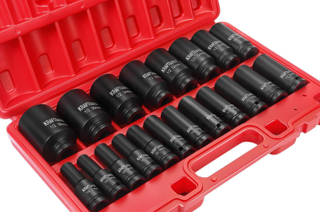 Set trusa chei tubulare impact lungi 78mm ½ 20 piese 10-38mm intarite, pistol impact (KD11867) [6]
