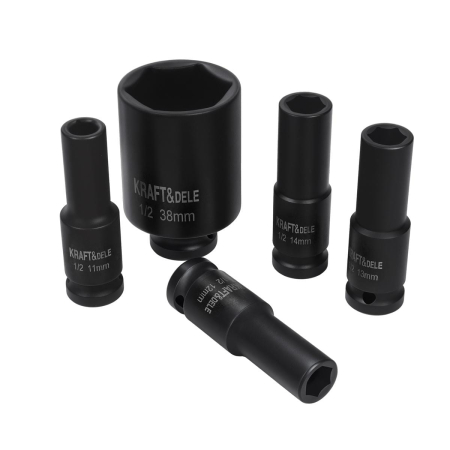 Set trusa chei tubulare impact lungi 78mm ½ 20 piese 10-38mm intarite, pistol impact (KD11867) [8]