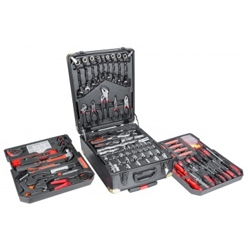 Set trusa de scule si chei combinate cu clichet, 186 piese, cu troliu si valiza din aluminiu (186CC-2) [1]