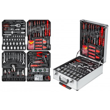 Truse scule - Set trusa de scule si chei combinate cu clichet, 187 piese, cu troliu si valiza din aluminiu (TIREX-187)