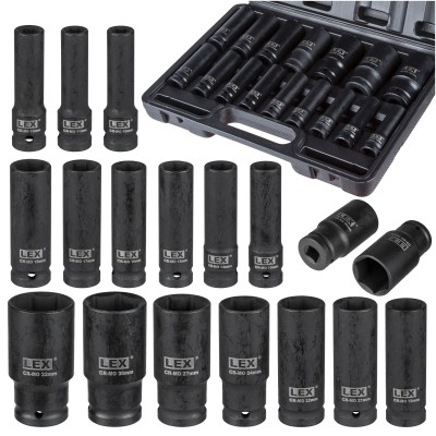 Chei - Set tubulare cu impact 1/2" 10-32mm 16 piese Cr-Mo in valiza (LXIS16E)