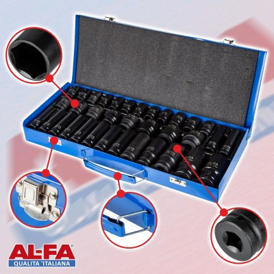 Set tubulare de impact 1/2 inch Cr-Mo scurte si lungi, 35 piese, 8-32 mm (ALIS35E) [2]
