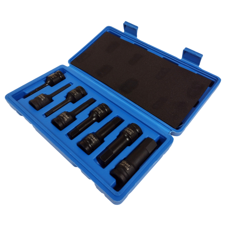 Altele - Set tubulare imbus HEX 1/2" H5 H6 H7 H8 H10 H12 H14 H17 H19, 8 bucati, pentru cheie clichet (S11037)