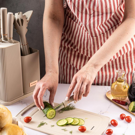 Set ustensile de bucatarie cutite si tocator bej (KB-7935) [7]