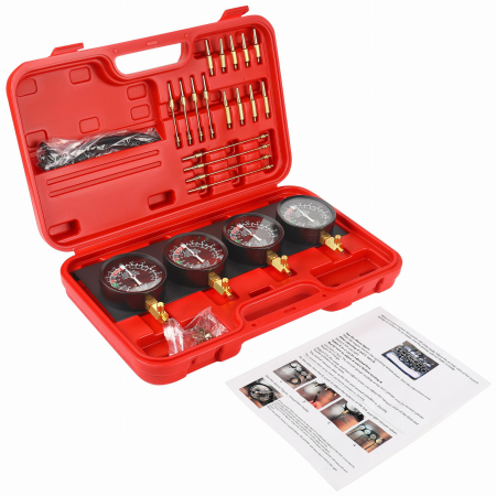 Altele - Set vacuometre pentru sincronizare carburatoare 4 manometre cu adaptoare (KD12537)