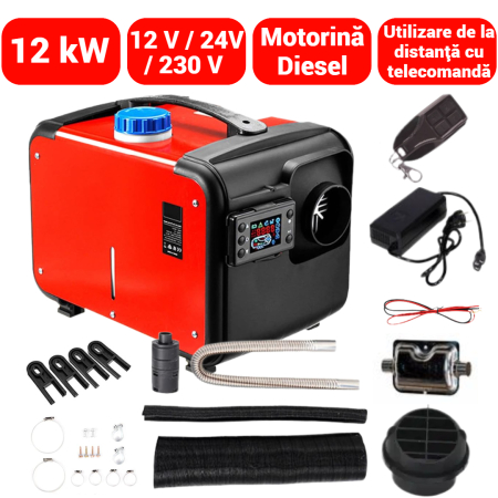 Incalzitoare arzatoare electrice / gaz / combustibil - BlackFriday Sirocou incalzitor stationar portabil 12-24 230V 12kW display LCD telecomanda (BX-DH12KW)