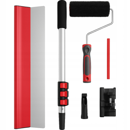 Altele - Spatula profesionala pentru glet 65cm cu lama inox 0.3mm, maner cu telescop 67–177cm si rola netezire (S12240)