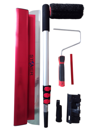 Spatula profesionala pentru glet 65cm cu lama inox 0.3mm, maner cu telescop 67–177cm si rola netezire (S12240) [1]