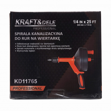Spirala pentru canalizare tambur 7.6m 6mm (KD11765) [1]