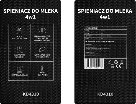 Spumator de lapte 4 in 1, 550W, sistem STRIX, functie mentinere la cald (KD4310) [10]