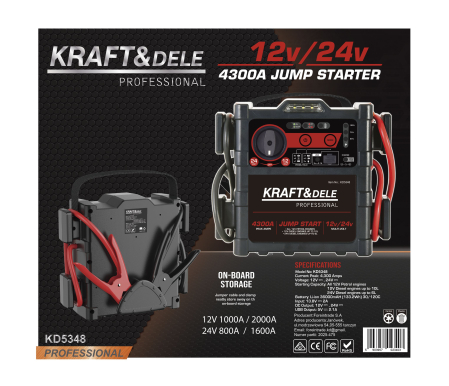 Starter auto 12V 24V 4300A cu baterie Li-Ion 36000mAh si functie power bank (KD5348) [12]