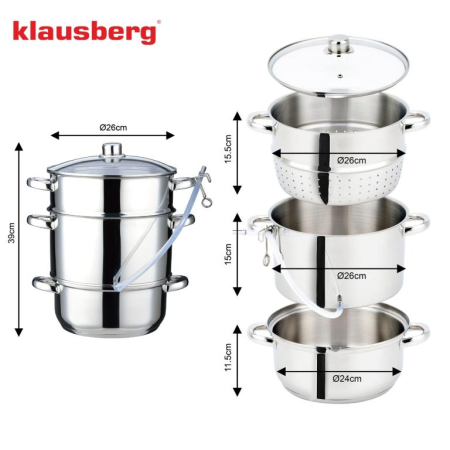 Storcator fructe tip abur 8L din inox cu capac sticla si furtun pentru suc (KB-9032) [14]