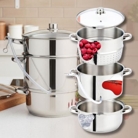 Storcator fructe tip abur 8L din inox cu capac sticla si furtun pentru suc (KB-9032) [7]