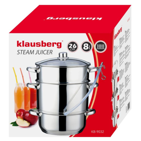 Storcator fructe tip abur 8L din inox cu capac sticla si furtun pentru suc (KB-9032) [5]