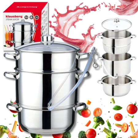 Casa - Storcator fructe tip abur 8L din inox cu capac sticla si furtun pentru suc (KB-9032)