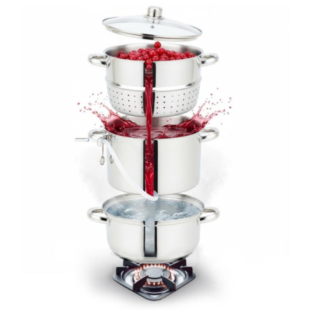 Storcator fructe tip abur 8L din inox cu capac sticla si furtun pentru suc (KB-9032) [15]