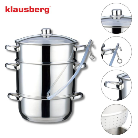 Storcator fructe tip abur 8L din inox cu capac sticla si furtun pentru suc (KB-9032) [9]