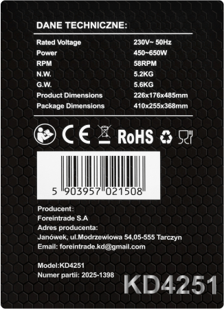 Storcator lent 650W cu 3 filtre functie reverse anti-picurare 58rpm (KD4251) [16]