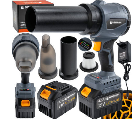 Altele - Suflanta fara fir 21V 4.5Ah, 2 in 1, 225 km/h, 3 viteze, aspirator cu filtru HEPA si LED PM1638 (PM-DA-21V-4.5AT)