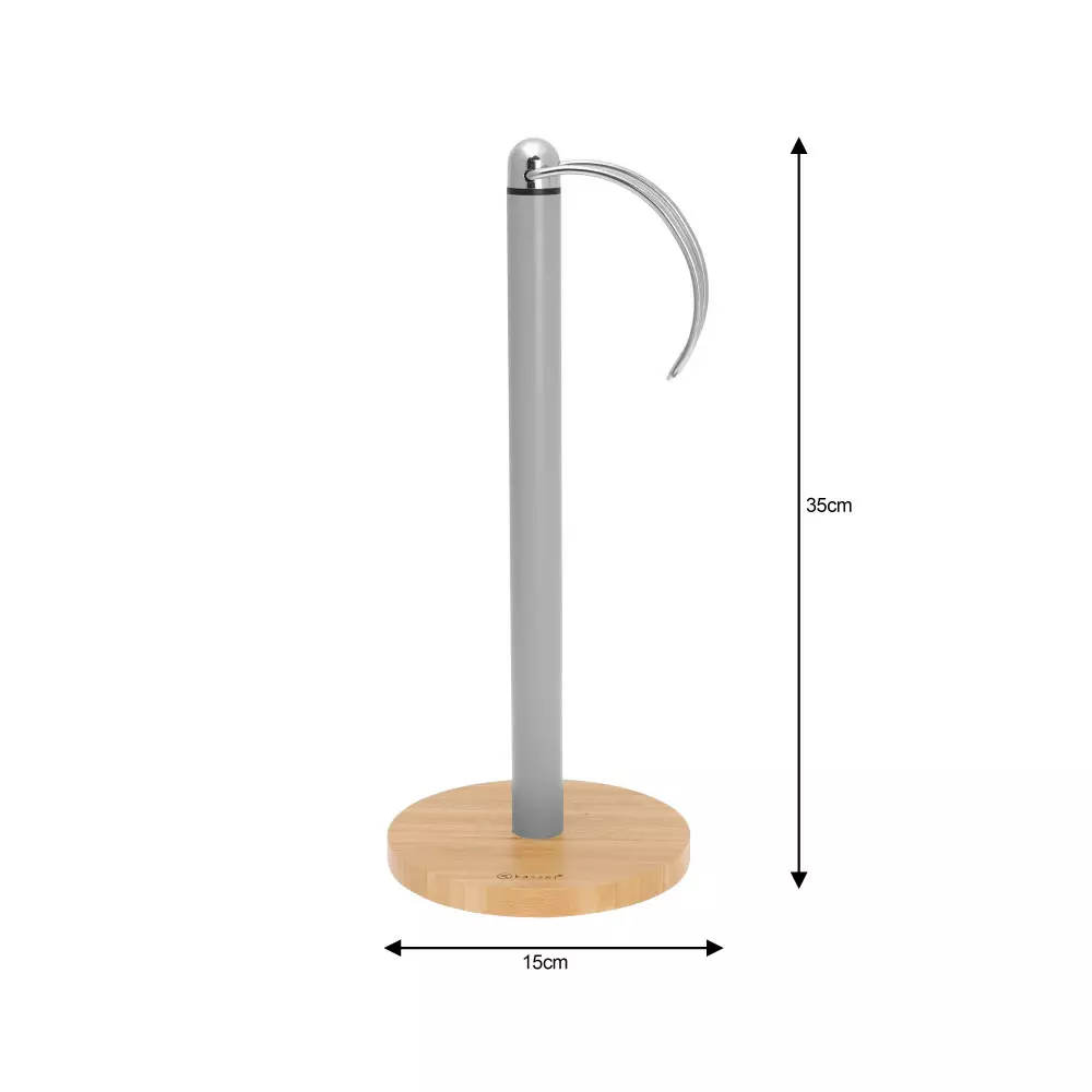 Suport hartie de bucatarie bambus si otel inoxidabil gri (93610) [1]