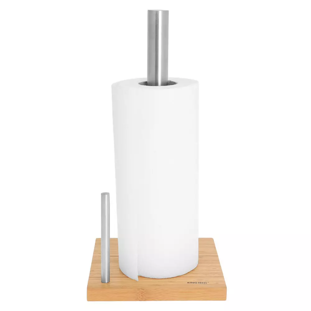 Suport pentru prosoape de hartie otel-bambus 16x33cm (KH-3921) [4]