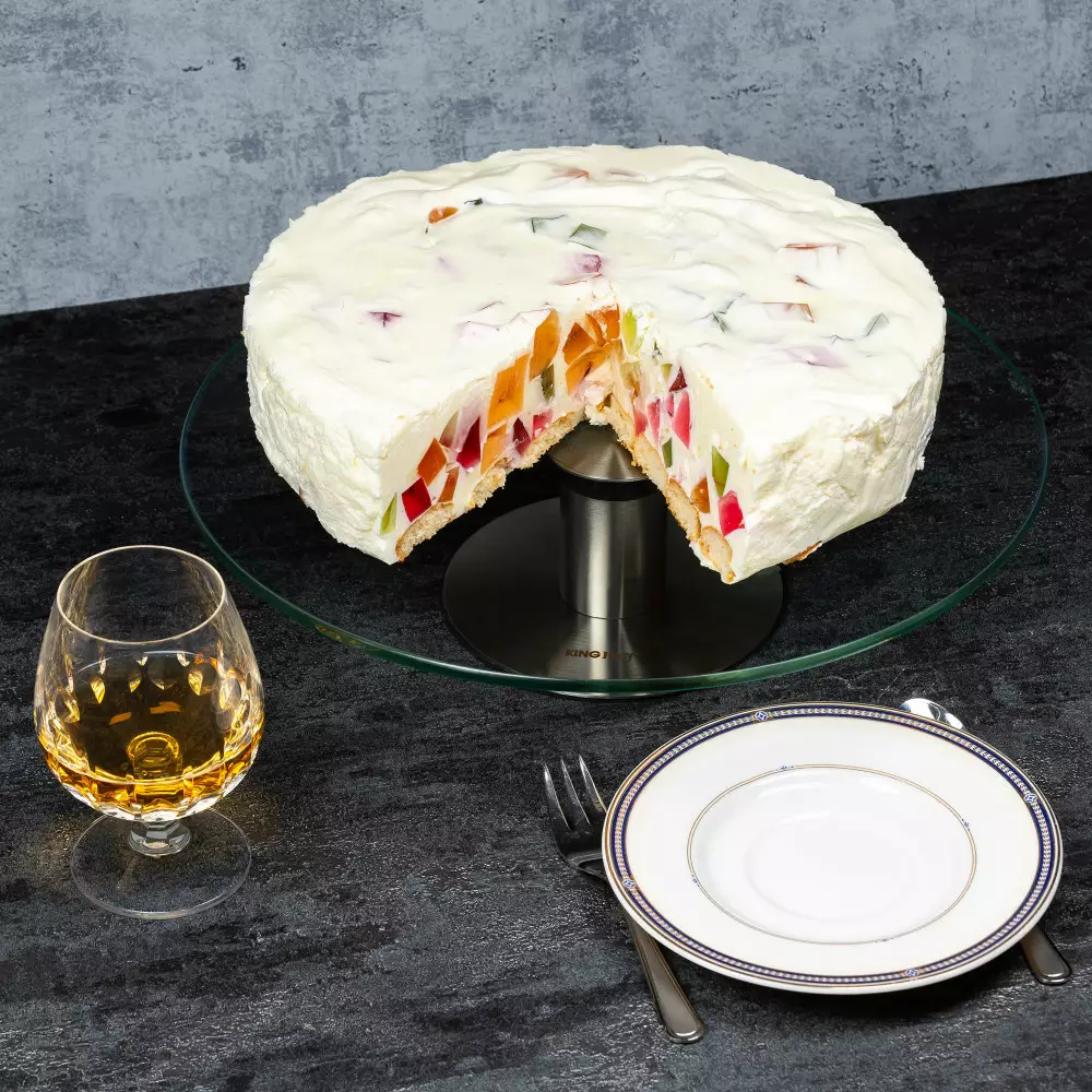 Suport pentru tort 1 nivel sticla-otel 30cm (KH-4014) [2]