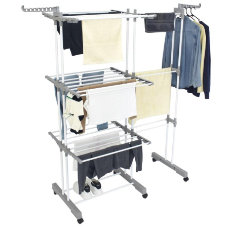 Suport pliabil pentru uscare rufe, 3 niveluri, extensibil, cu 6 roti (KH-2044) [5]
