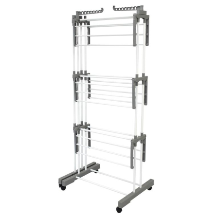Suport pliabil pentru uscare rufe, 3 niveluri, extensibil, cu 6 roti (KH-2044) [9]