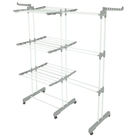 Suport pliabil pentru uscare rufe, 3 niveluri, extensibil, cu 6 roti (KH-2044) [10]
