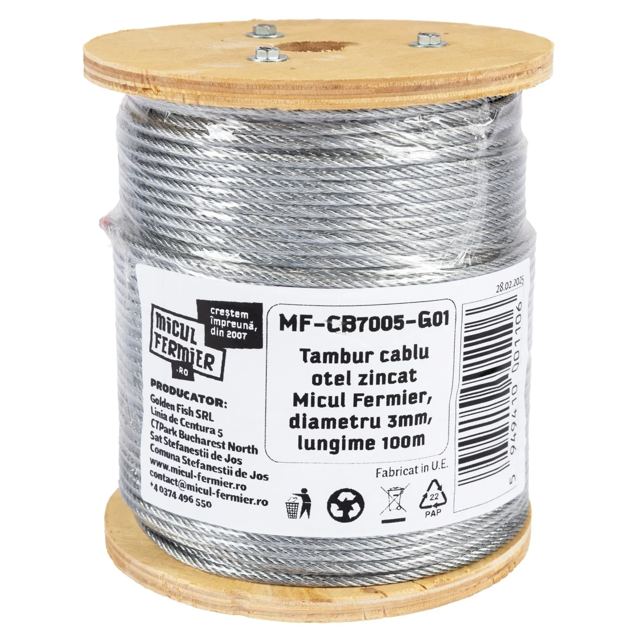 Tambur cablu otel zincat 100 m diametru 3 mm pentru uz general (MF-CB7005-G01) [2]