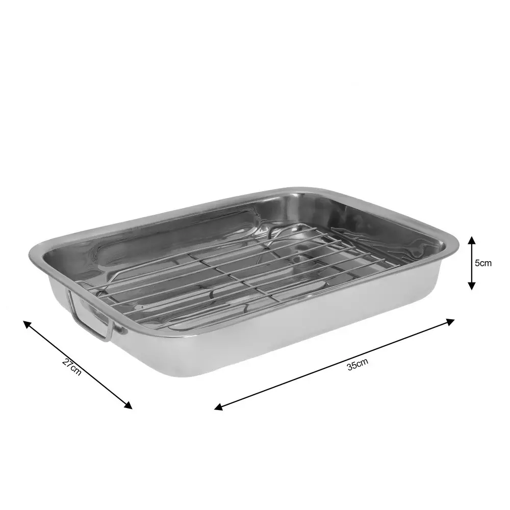 Tava cu gratar pentru cuptor din otel inoxidabil 36x27x5.5 cm (KH-1377) [4]