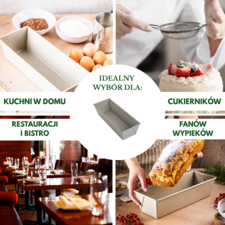 Tava de copt din otel carbon cu strat marmorat antiaderent, bej, 31x11,8x7,5 cm (KH-1972) [3]