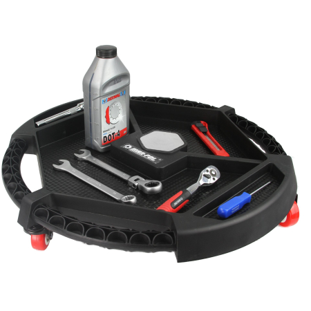 Scule Atelier Auto - Tava rotunda pentru scule pe roti cu 4 compartimente si magneti (M80198)