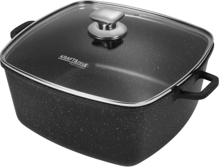 Bucatarie - Tigaie adanca 7L antiaderenta, 28 x 28 x 12 cm, cu capac, pentru inductie/gaz/electric (KD4352)