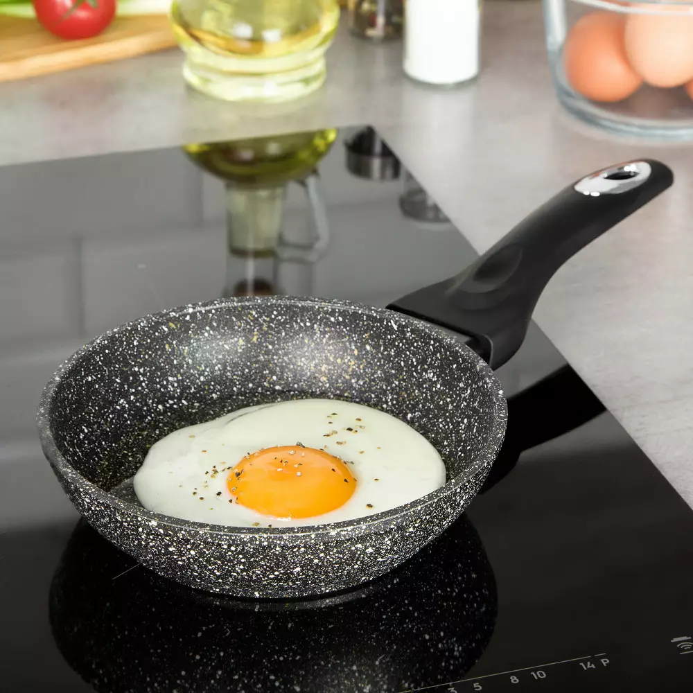 Tigaie din aluminiu cu invelis din marmura neagra, diametru 16 cm (KB-7288) [3]