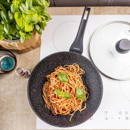 Tigaie wok 28 cm 3.9L cu capac din sticla si coating marmura antiaderent (KB-7990) [10]