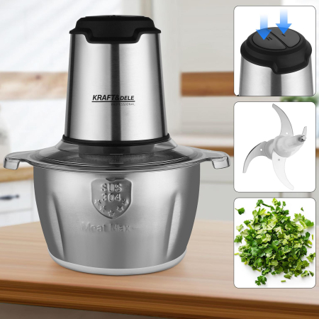 Tocator electric carne si legume 2 L 350W cu bol inox si lame otel inoxidabil (KD4121) [5]