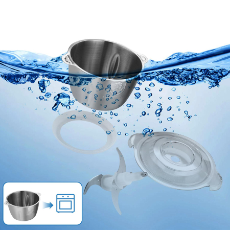 Tocator electric carne si legume 2 L 350W cu bol inox si lame otel inoxidabil (KD4121) [9]