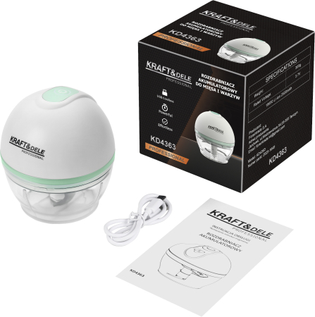Tocator electric fara fir 150 ml cu 3 lame din inox si acumulator 2500 mAh (KD4363) [8]