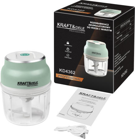 Tocator electric fara fir pentru carne si legume 230 ml, 3 lame din inox, acumulator 2500 mAh (KD4362) [13]