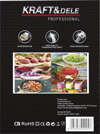 Tocator electric multifunctional 3L, 550 W, 4 lame, pentru carne si legume (KD4340) [15]