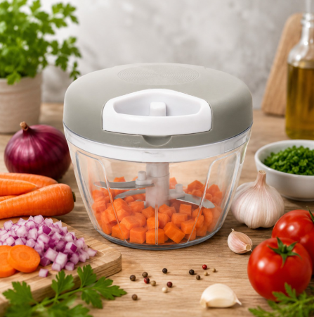 Casa - Tocator manual de legume cu sfoara, 500 ml, 3 lame din inox (AAA347)