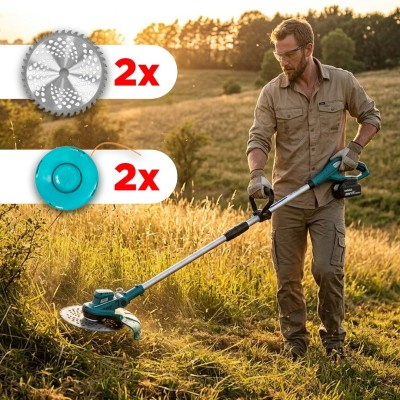 Trimmer pe acumulator 21V cu 2 acumulatori si disc de taiere (ALGT-213) [3]