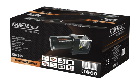 Troliu electric auto 12V 1500W cu forta de tractare 1361 kg si telecomanda wireless (KD2195) [12]
