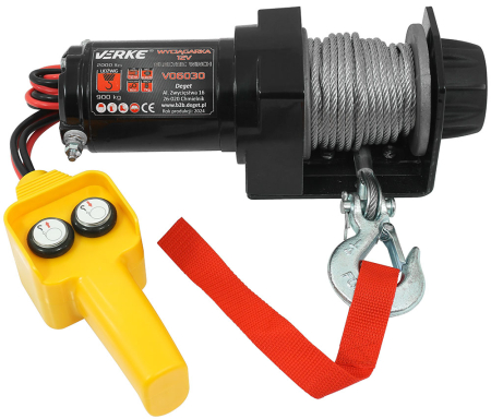 Troliu electric auto 12V 2000LBS cu cablu otel 12m, pentru ATV remorca si tractare (V06030) [1]